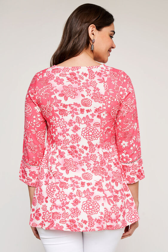 Pink Floral Flared Top, Pink, image 5